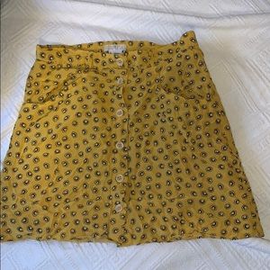 Mustard and floral button front skirt
